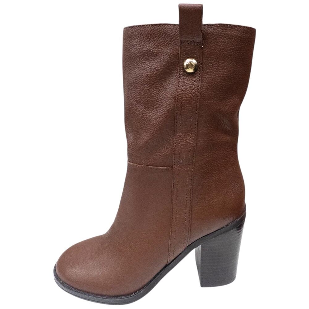 Nine West Women's HARBOURNO Brown Cognac Leather Mid-Calf Boots Size 8
